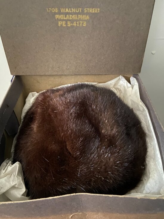 Antique Jacques Ferber Philadelphia Brown Lined Mink Fur Hat With Original Box main image 13